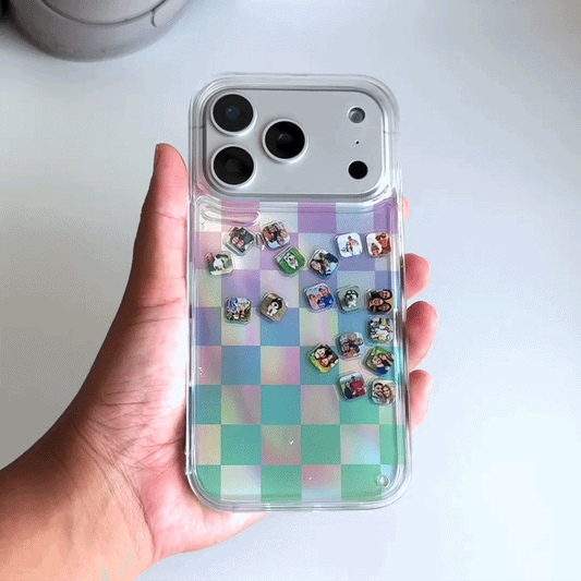 Shaker Case™ 💧 with Square Photo Charms